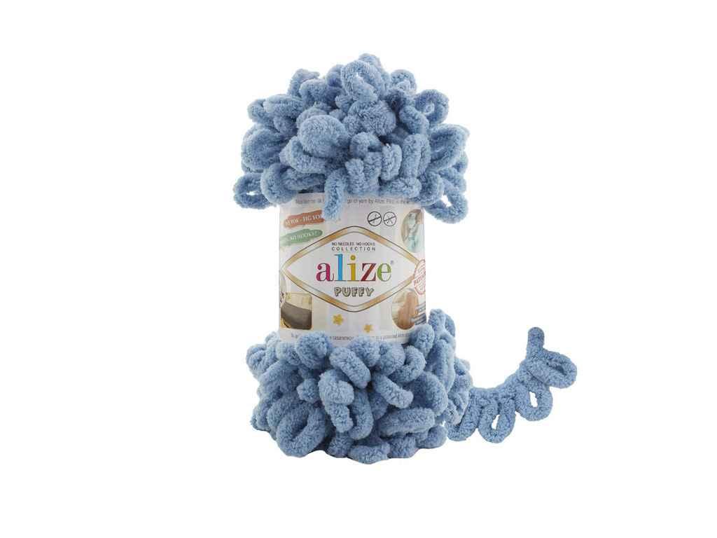 Нитки в'язальні Alize Puffy. 100 г. 9 м. Колір — світло-синій 280, фото 1