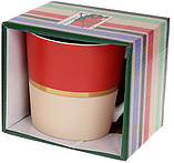 Кружка фарфорова "Джайв" 390мл smile червоний з бежевим, в подарунковій упаковці, фото 2