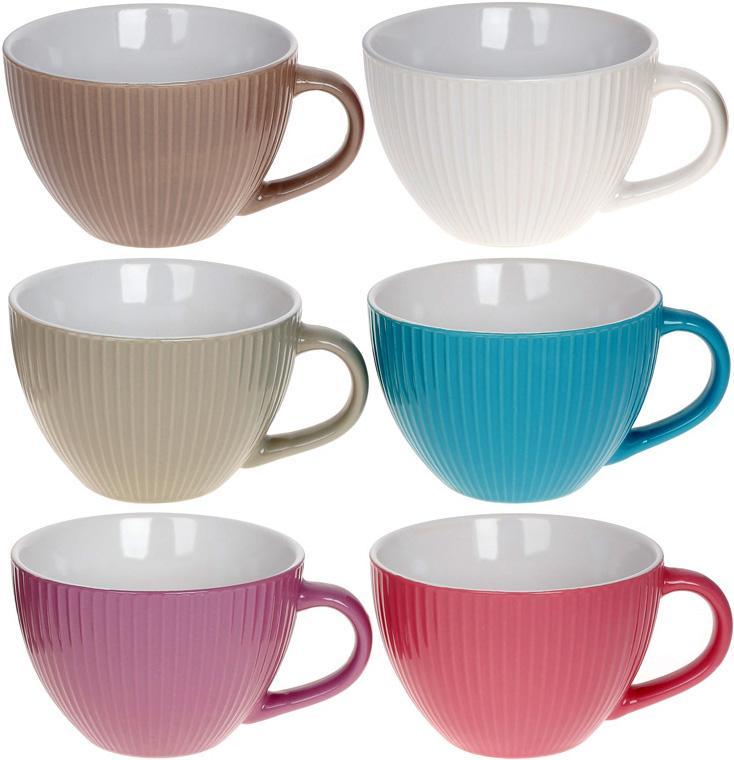 Набір 6 керамічних чашок "Аліканте" 450мл smile пастель, фото 1