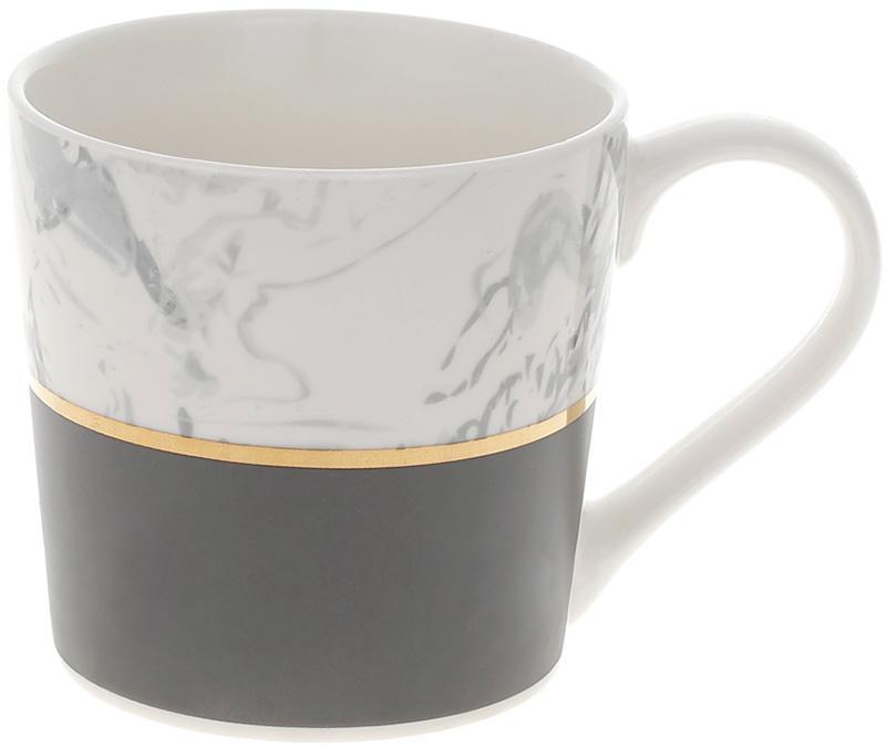 Кружка порцелянова "Білий Мармур" 350мл smile білий мармур з сірим, фото 1