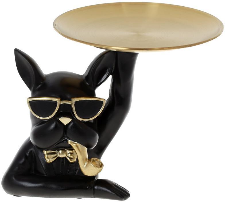 Підставка для прикрас "Бульдог" 11х11х18см smile  полістоун, чорний з золотом, фото 1