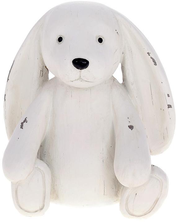 Статуетка декоративна "Зайчик" 16см smile полістоун, зістарений білий, фото 1