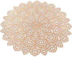 Набір 6 сервірувальних килимків Margrese Хризантема Ø38см buuba (підтарільники), рожеве золото