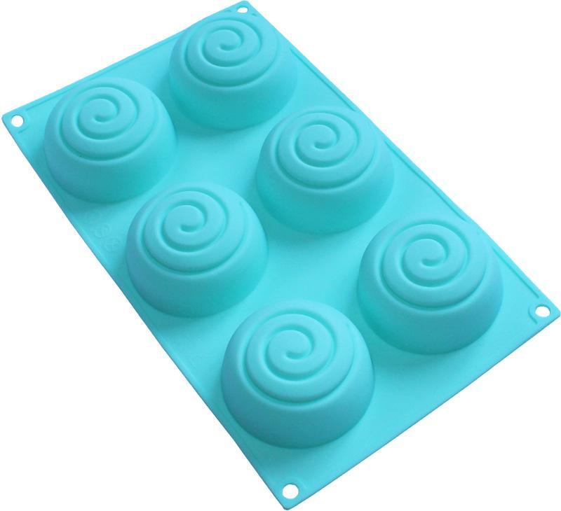 Форма-планшет силіконова "Спіраль" для евродесертів, випічки кексів і маффінів 29.5х17.5см smile 6 осередків, фото 1