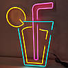 Неонова Led вивіска Коктейль 500х340 мм світлодіодна з блоком живлення, фото 4