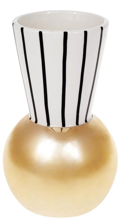 Ваза керамічна Kamarin 19.3см smile чорні см smile уги з золотом, фото 1