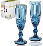 Набір 6 келихів для шампанського Elodia Вінтаж 180мл smile   кобальтове скло, фото 2