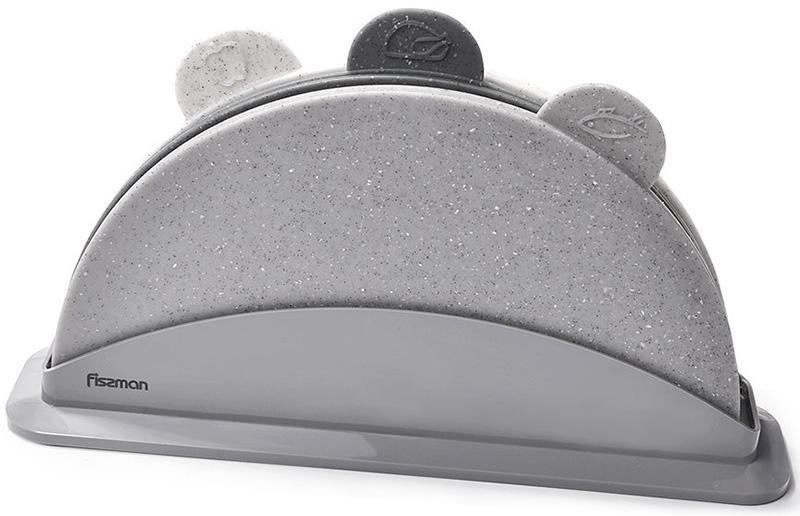 Набір 3 складні обробні дошки Fissman 28х28см smile на підставці, сірі, фото 1