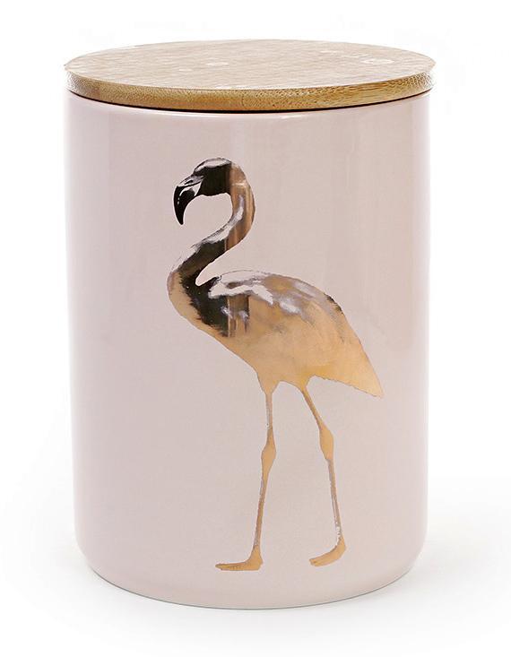 Банка фарфорова "Фламінго" 1225мл smile    smile    з бамбуковою кришкою, рожева, фото 1