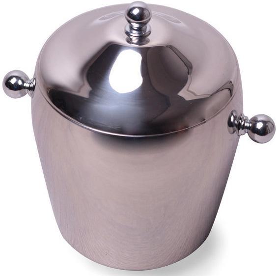 Відро для льоду Kamille 2000мл smile  з нержавіючої сталі з подвійними стінками і кришкою, фото 1