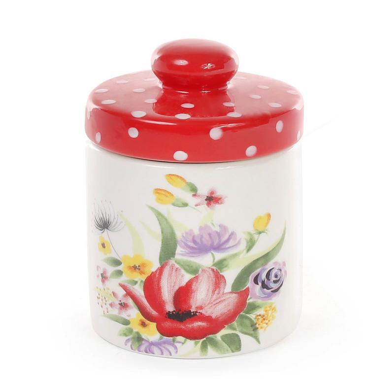 Банка керамічна "Акварель" 175мл smile smile з керамічною кришкою, червона, фото 1