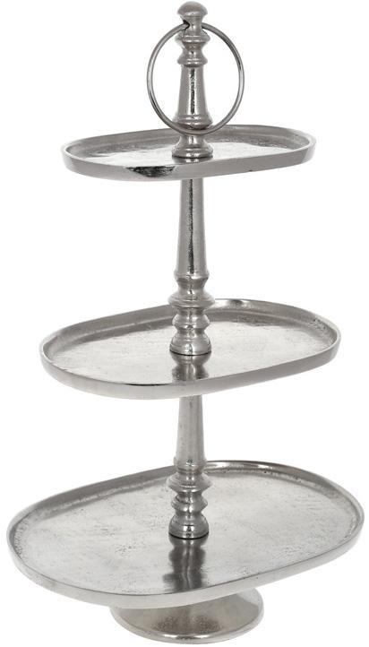 Блюдо фуршетна стійка "Amber" 3 яруси, 51см smile  овальна, метал, smile срібло, фото 1
