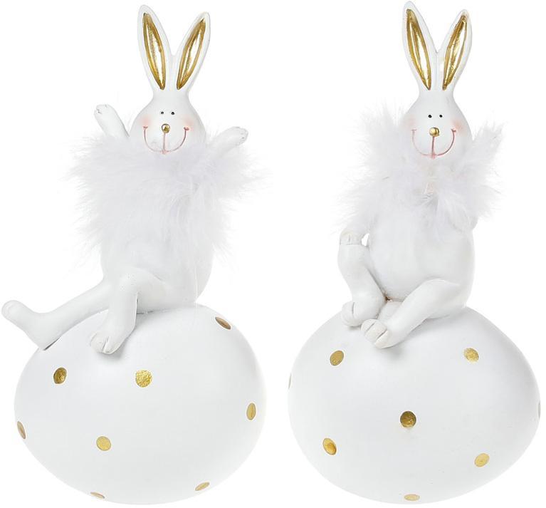 Набір 2 статуетки «Зайчик на яйці» 7.5х6х14см smile  полістоун, фото 1