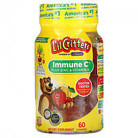 Витамин С, цинк и д3 детский, Lil Critters,Immune C, витамин С с цинком и витамином D, 60 жевательных таблеток
