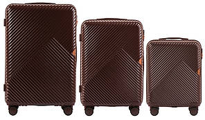 Комплект валіз Wings Dove Wn01 на 4 колесах 3 в 1 (L, M, S) Кава