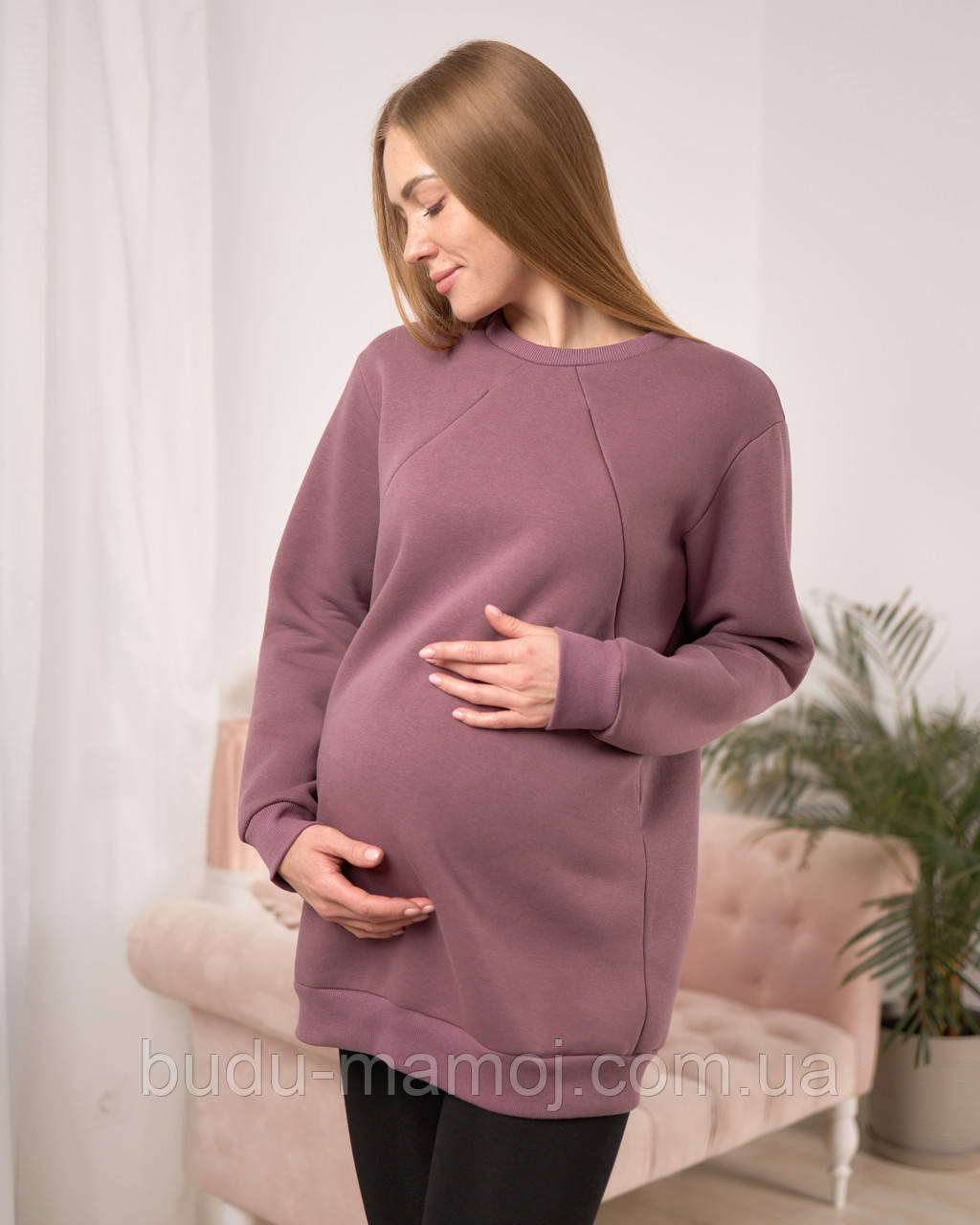 Тепла кофта для вагітних і годування груддю оверсайз