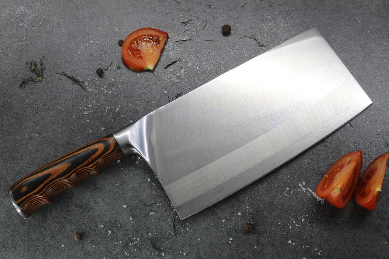 Кухонний ніж-топрик для м'яса Sonmelony 30 см, м'ясний якісний ніж-секач для різання рубання м'яса зелені MR