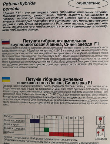 Петунія гібридна ампельна великоквіткова Лавіна, Синя зірка F1 20 шт, фото 3