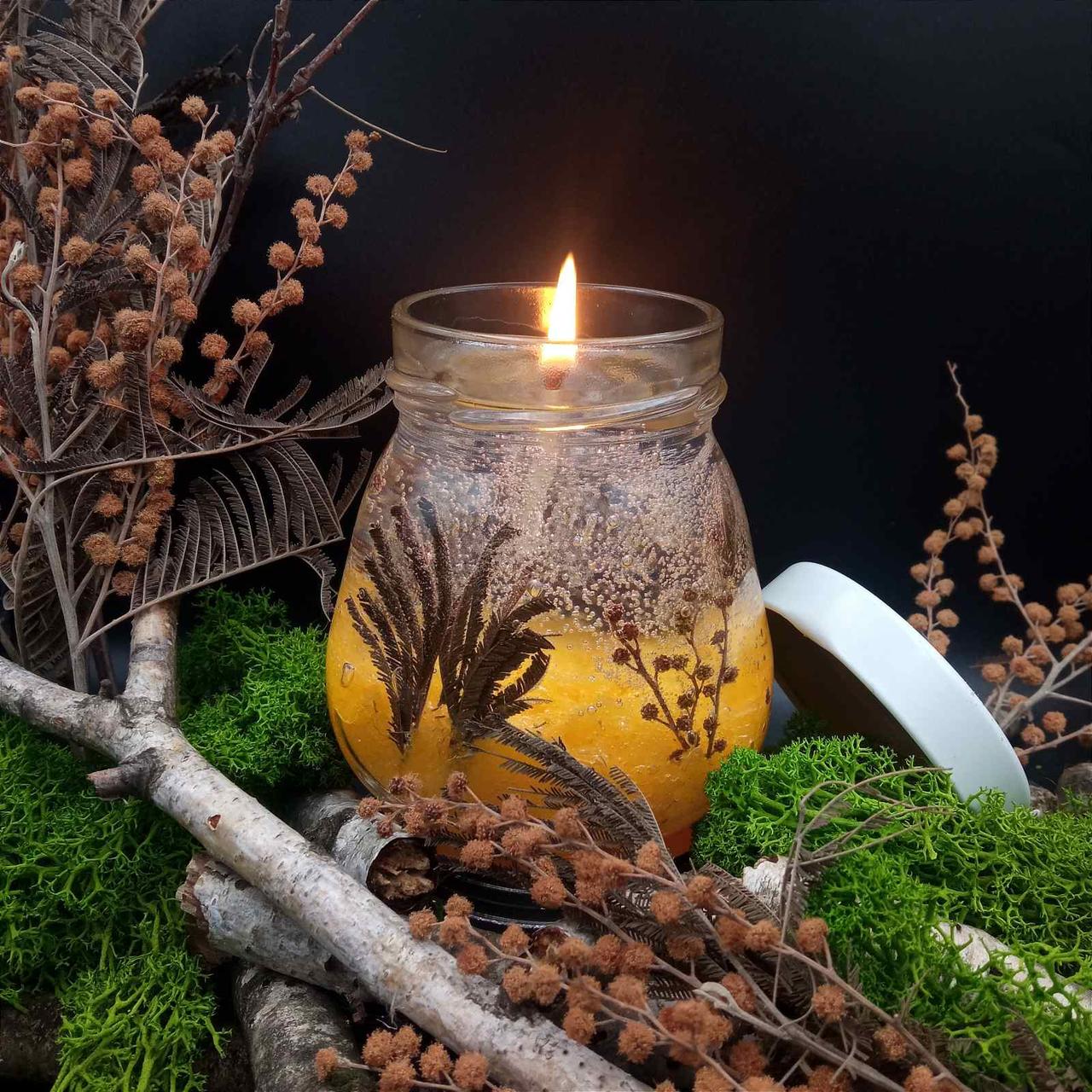 Декоративна гелева свічка Чародійка мімоза ароматизована