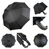 Мужской зонт полуавтомат с ручкой крюк от Bellissimo, черный, М526
