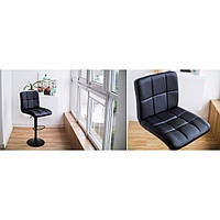 1 Барний стілець для барної стійки з спинкою на кухню крісло барне екошкіра Bonro BC-0106 чорний на чорній основі