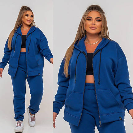 Витончений жіночий костюм на флісі, тканина "Трьохнитка" 52, 56 розмір 52, фото 1