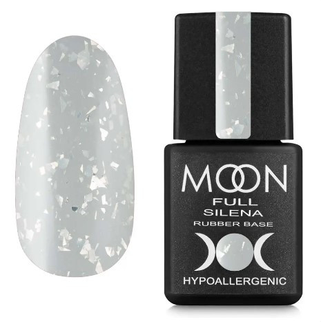 База каучукова з поталлю MOON FULL SILENA Potal Rubber Base №2020, 8 мл, молочний з сріблястою поталлю