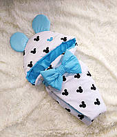 Летний конверт с принтом для новорожденных, белый с голубым
