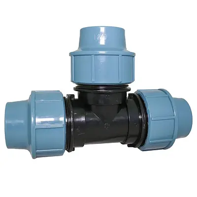 Трійник зажимний 75х75х75, для ПНД труб