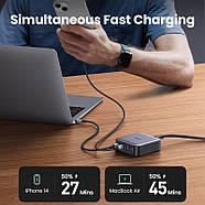МЗП для швидкої зарядки 2USB+2Type-C UGREEN 65W GaN2 Nexode Desktop Charger 2м (чорний) CD327, фото 5
