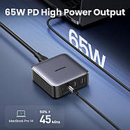 МЗП для швидкої зарядки 2USB+2Type-C UGREEN 65W GaN2 Nexode Desktop Charger 2м (чорний) CD327, фото 6
