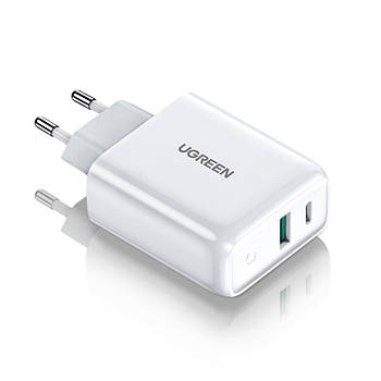 МЗП для швидкої зарядки USB+Type-C 38W Ugreen QC3.0 PD3.0 Wall Charger (білий) CD170
