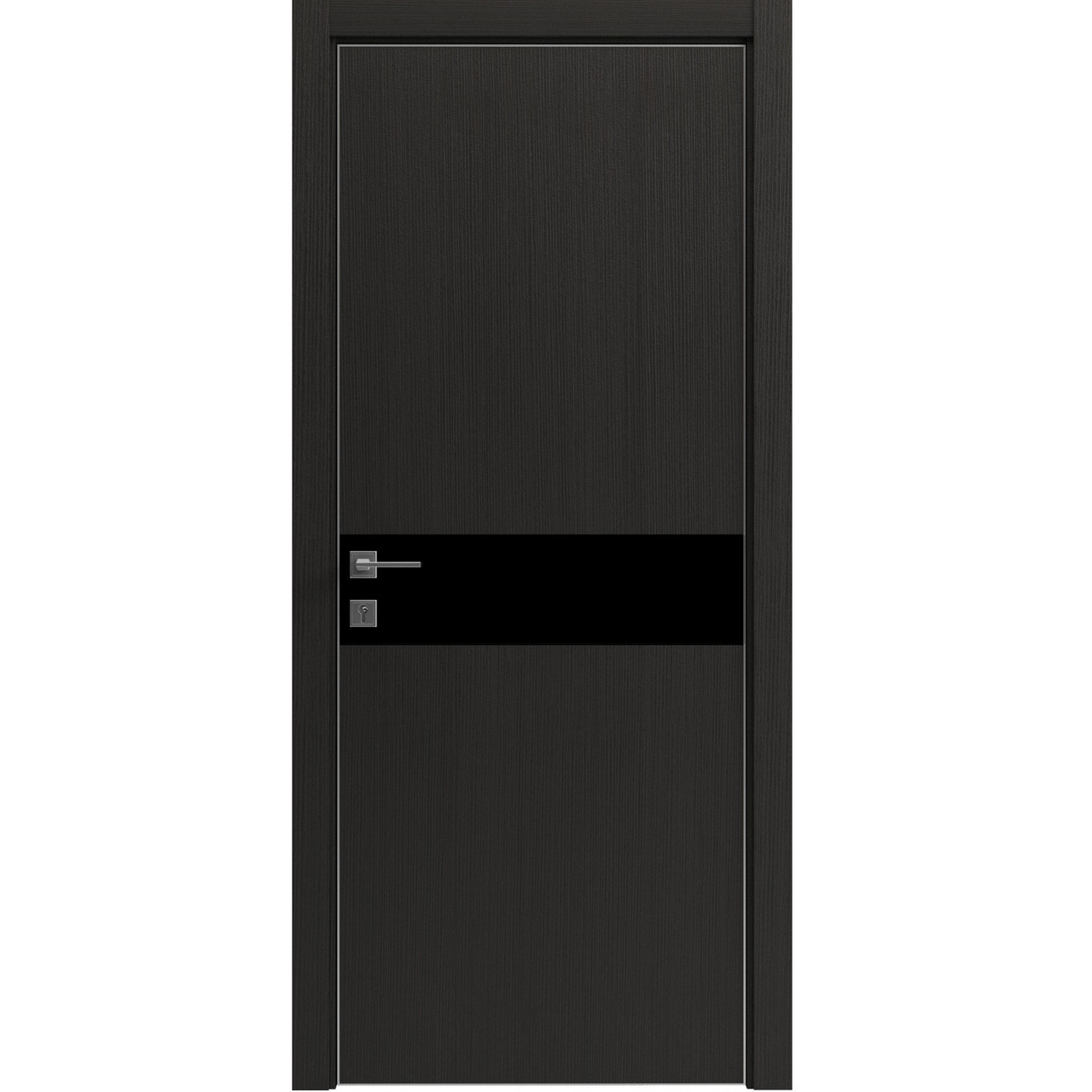 Двері колекції Modern модель Flat 02 Alum (з вставкою зі скла) Венге