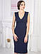 Класичне плаття-футляр без рукавів, темно-синє, фото 2