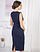 Класичне плаття-футляр без рукавів, темно-синє, фото 6