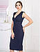 Класичне плаття-футляр без рукавів, темно-синє, фото 4