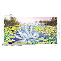 Картина с бисером W-214 "Лебеди в лилиях"