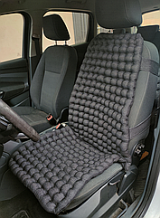 Біонакидка на автомобільне сидіння з наповнювачем гречане лушпиння Автолюкс 122х50 см Чорна Джинс