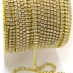 Стразовий ланцюг ss4 (1,5 мм) 1 м Crystal gold