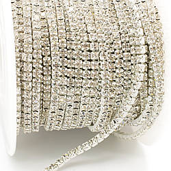 Стразовий ланцюг ss6 (2 мм) 1 м Crystal white