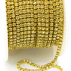 Стразовий ланцюг ss6 (2 мм) 1 м Jonquil gold