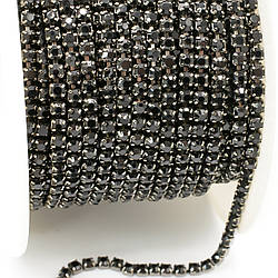 Стразовий ланцюг ss6 (2 мм) 1 м Jet nickel