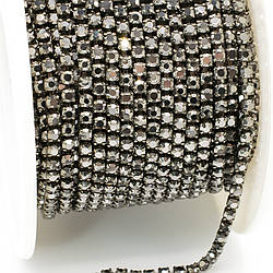 Стразовий ланцюг ss6 (2 мм) 1 м Hematite nickel