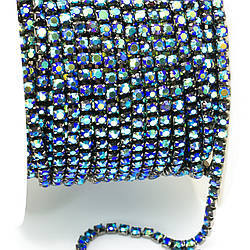 Стразовий ланцюг ss6 (2 мм) 1 м Jet AB nickel