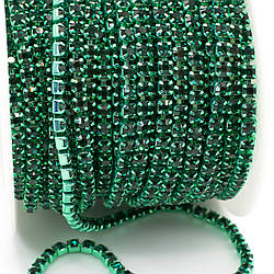 Стразовий ланцюг ss6 (2 мм) 1 м Emerald grean