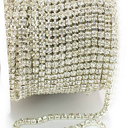 Стразовий ланцюг ss6 (2 мм) 1 м Crystal silver