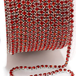 Стразовий ланцюг ss6 (2 мм) 1 м Light siam silver