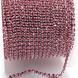 Стразовий ланцюг ss6 (2 мм) 1 м Rose silver