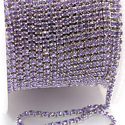 Стразовий ланцюг ss6 (2 мм) 1 м Violet silver