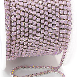 Стразовий ланцюг ss6 (2 мм) 1 м Rose opal silver